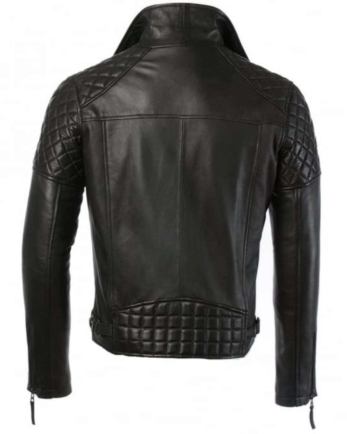 Men's Diamond Black Vintage Motorcycle Leather Biker Jacket