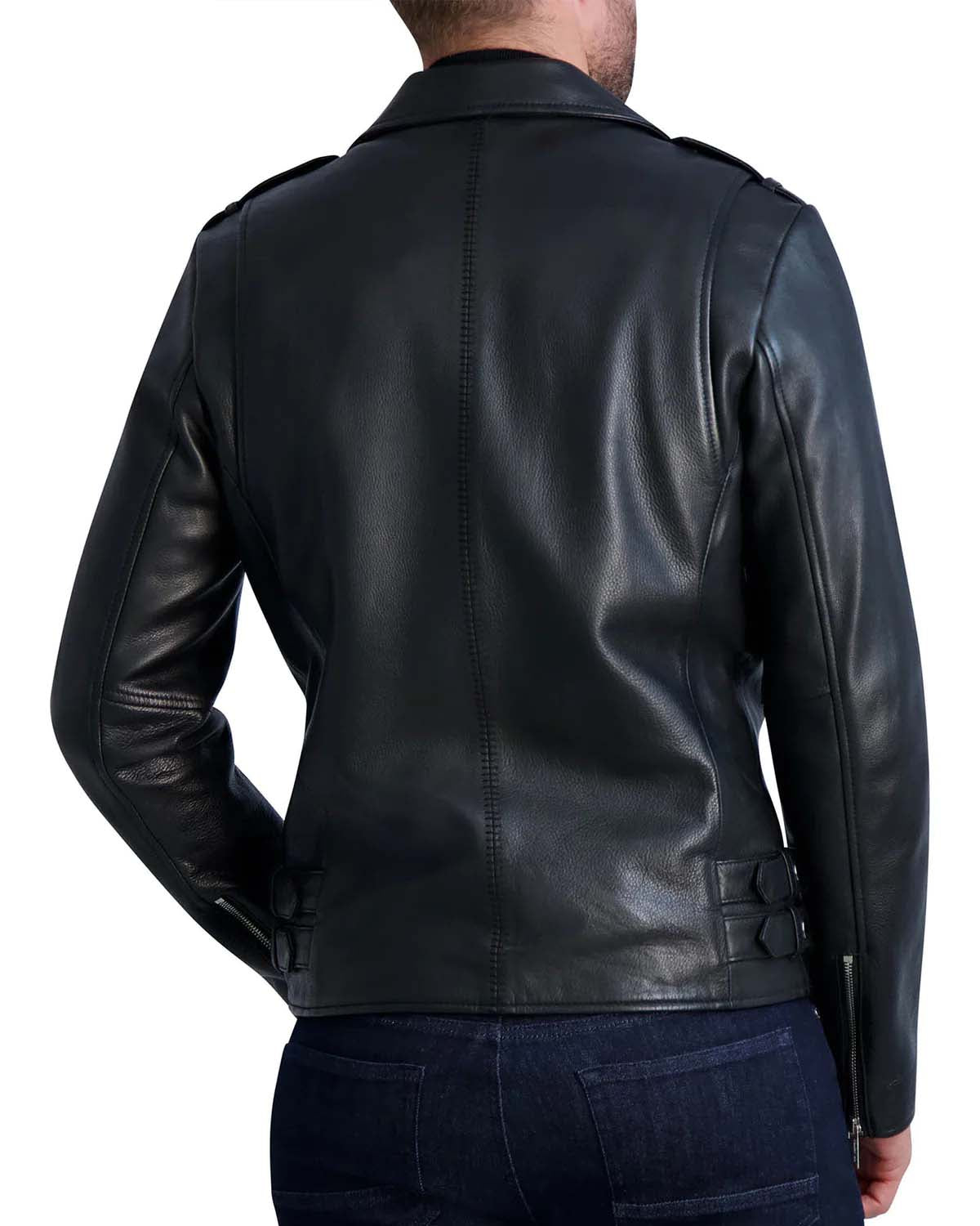 Men's Jet Black Slimfit Biker Leather Jacket