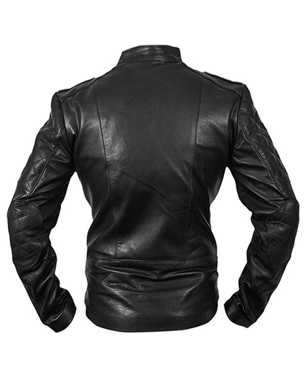 Biker Men's Motorcycle Cafe Racer Black Quilted Leather Jacket