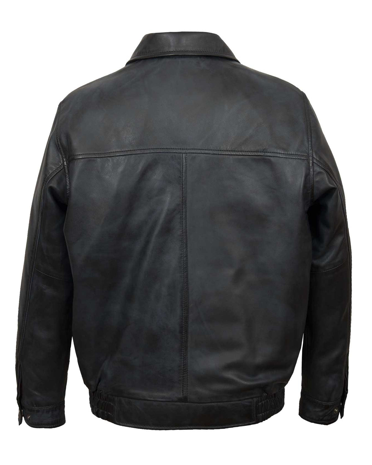 Men's Blue Leather Blouson Jacket