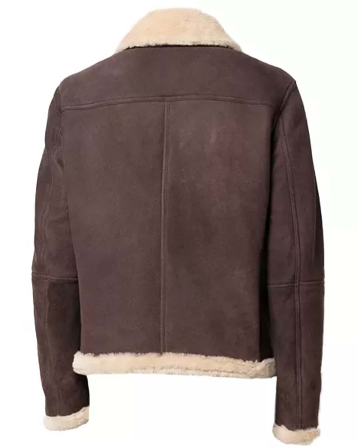 Men's Brown Suede Jacket With Sherpa Collar