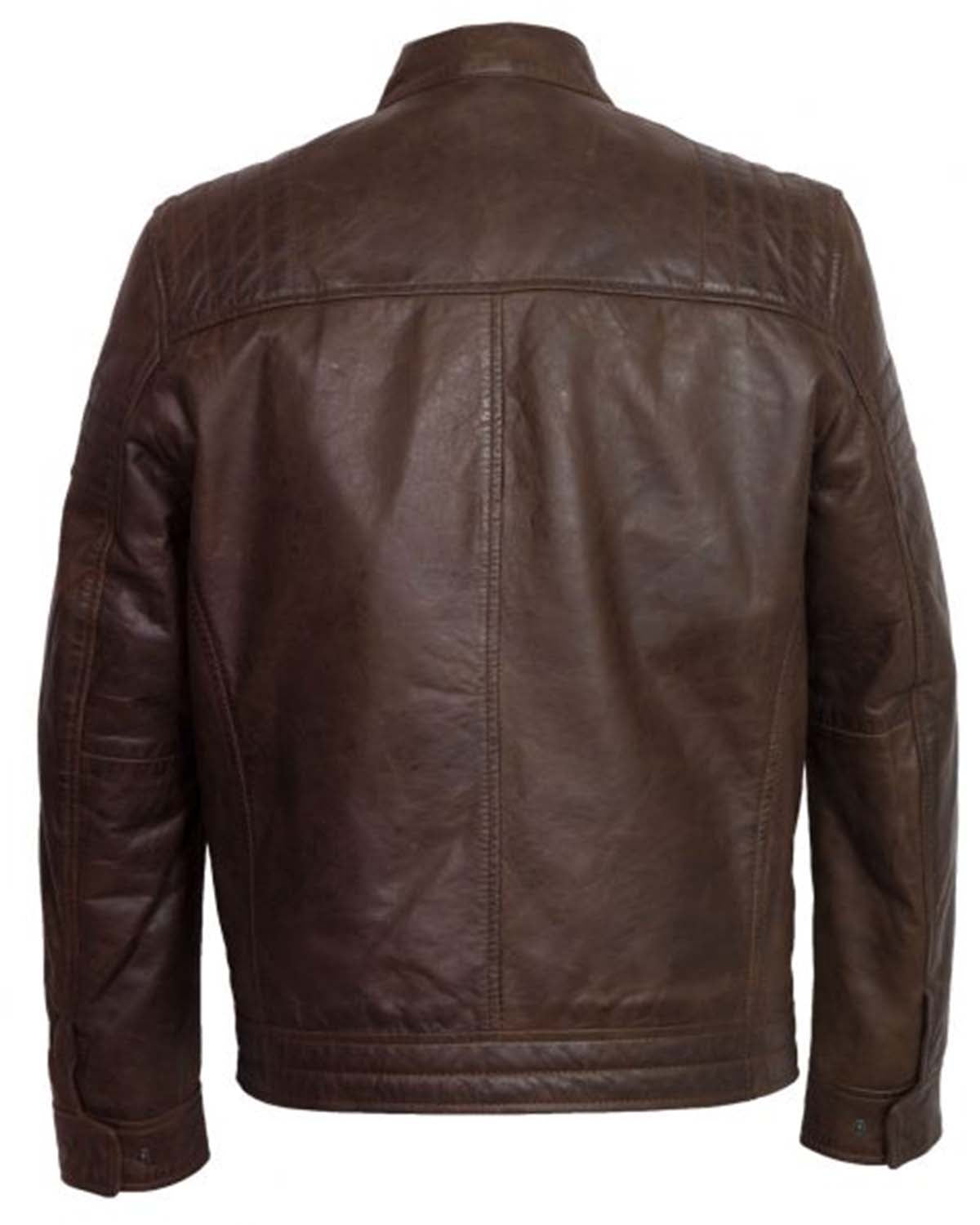 Men's Motorcycle Racer Brown Leather Jacket