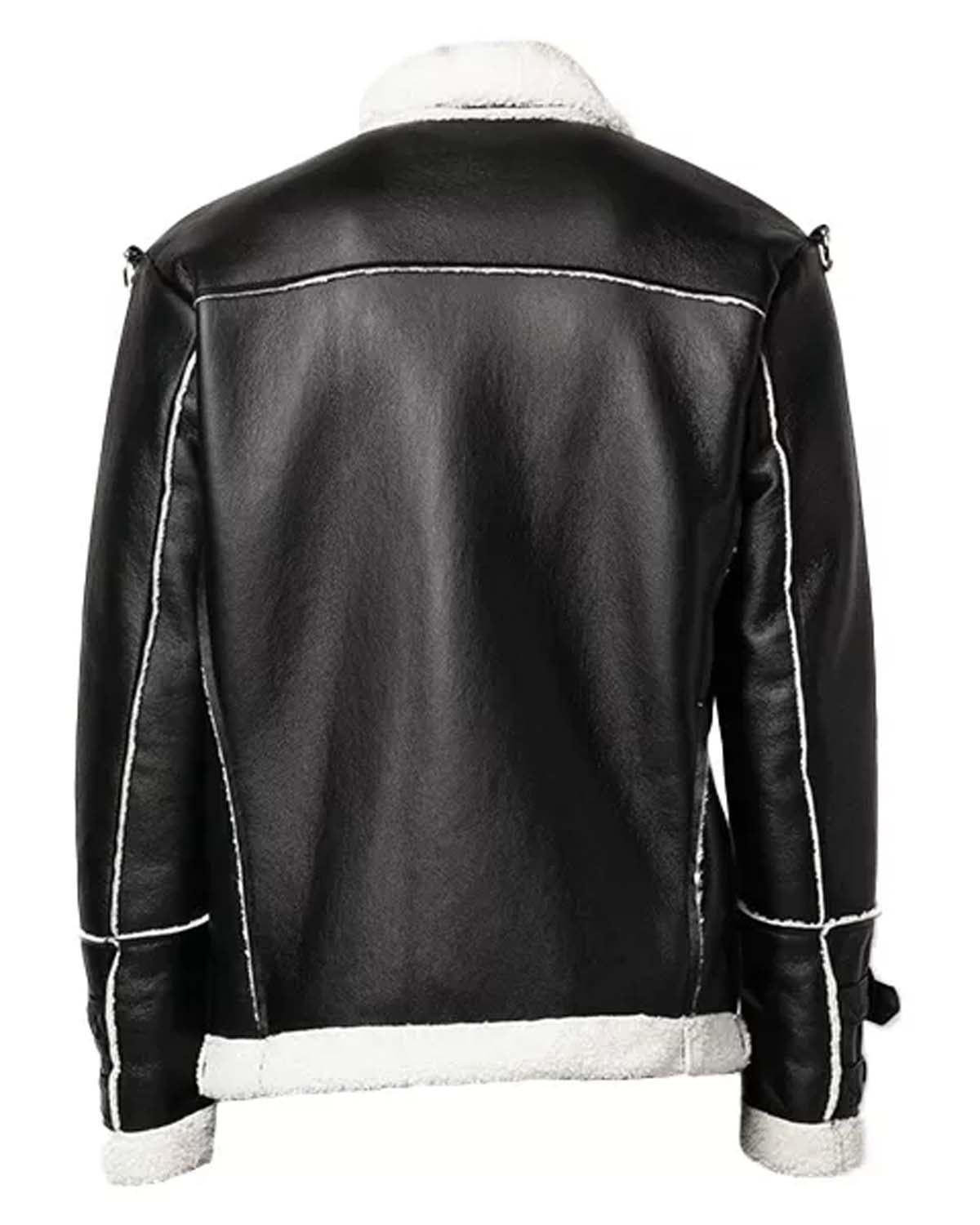 Faux Shearling Moto Jacket Black