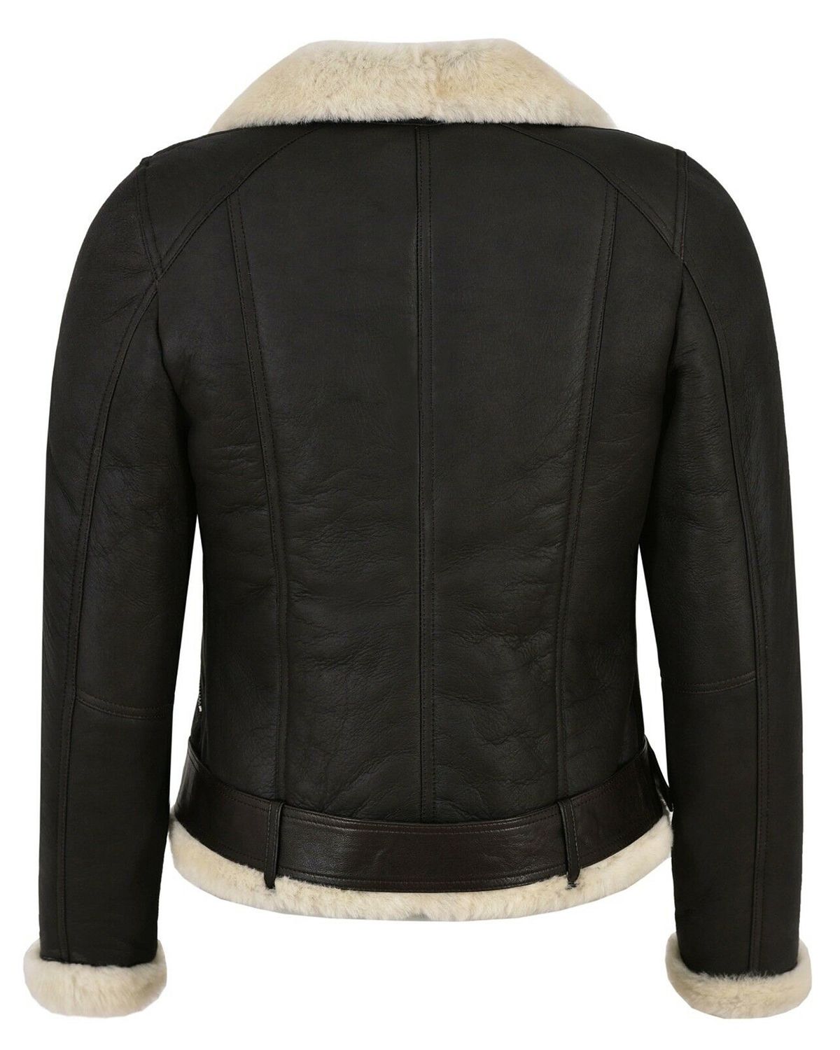 Women's Genuine Leather Faux Fur Shearling Biker Jacket