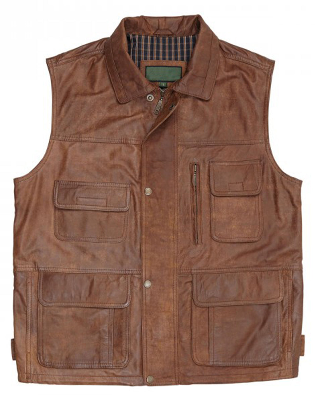 Men's Alf Tan Brown Leather Vest