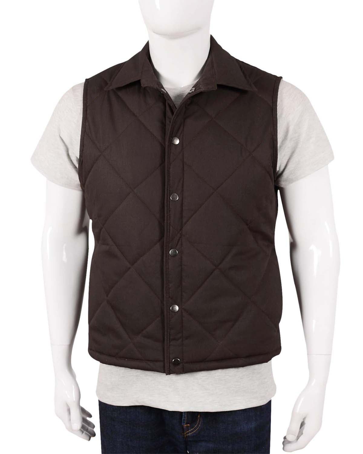 Kevin Costner Yellowstone Brown Quilted Vest