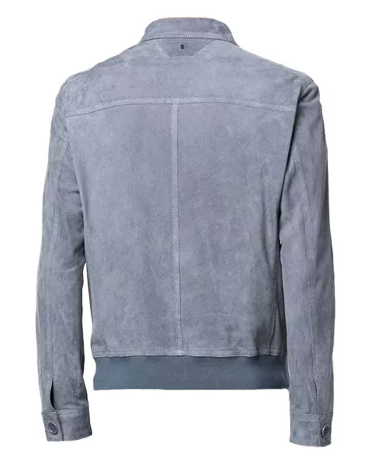 Men's Grey Suede Bomber Jacket