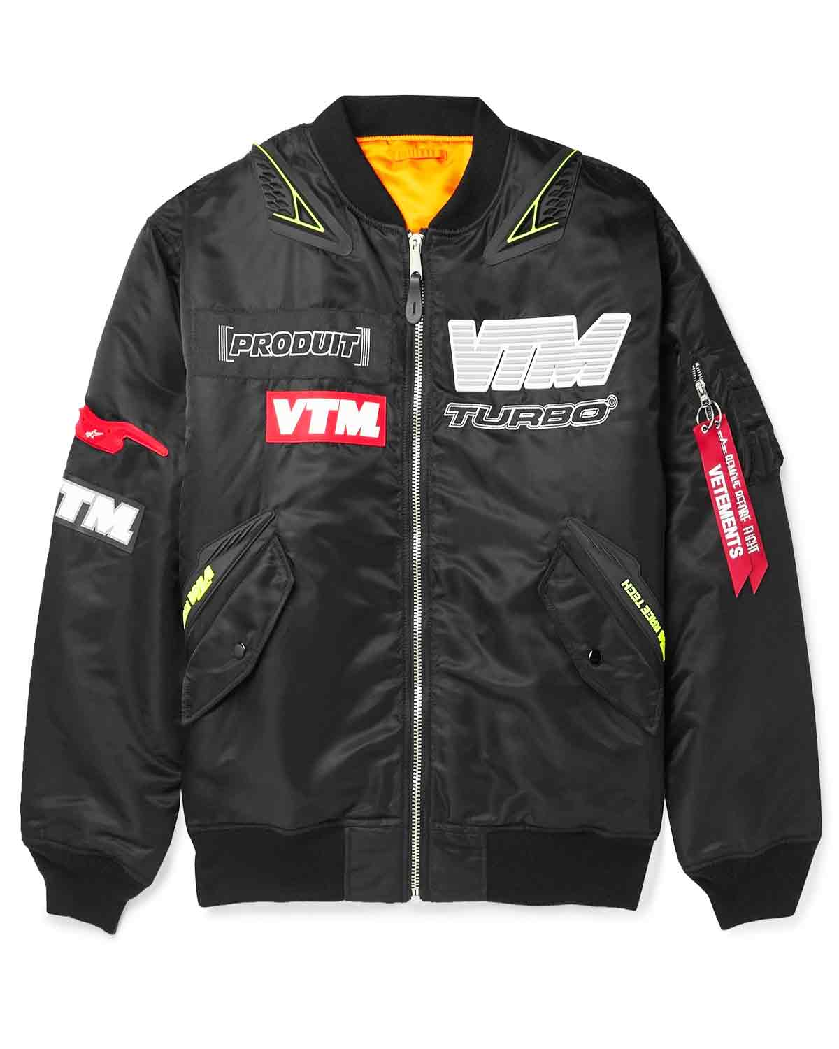 Vetements Alpha Industries Appliquéd Padded Shell Bomber Black Jacket