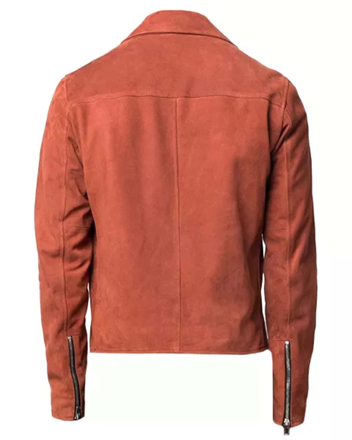 Men's Orange Suede Moto Jacket