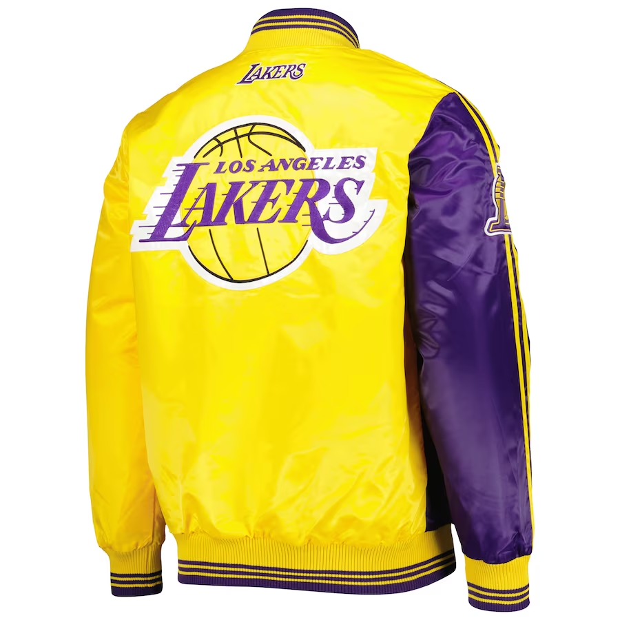 Purple/Yellow Fast Break Satin Full-Snap Jacket