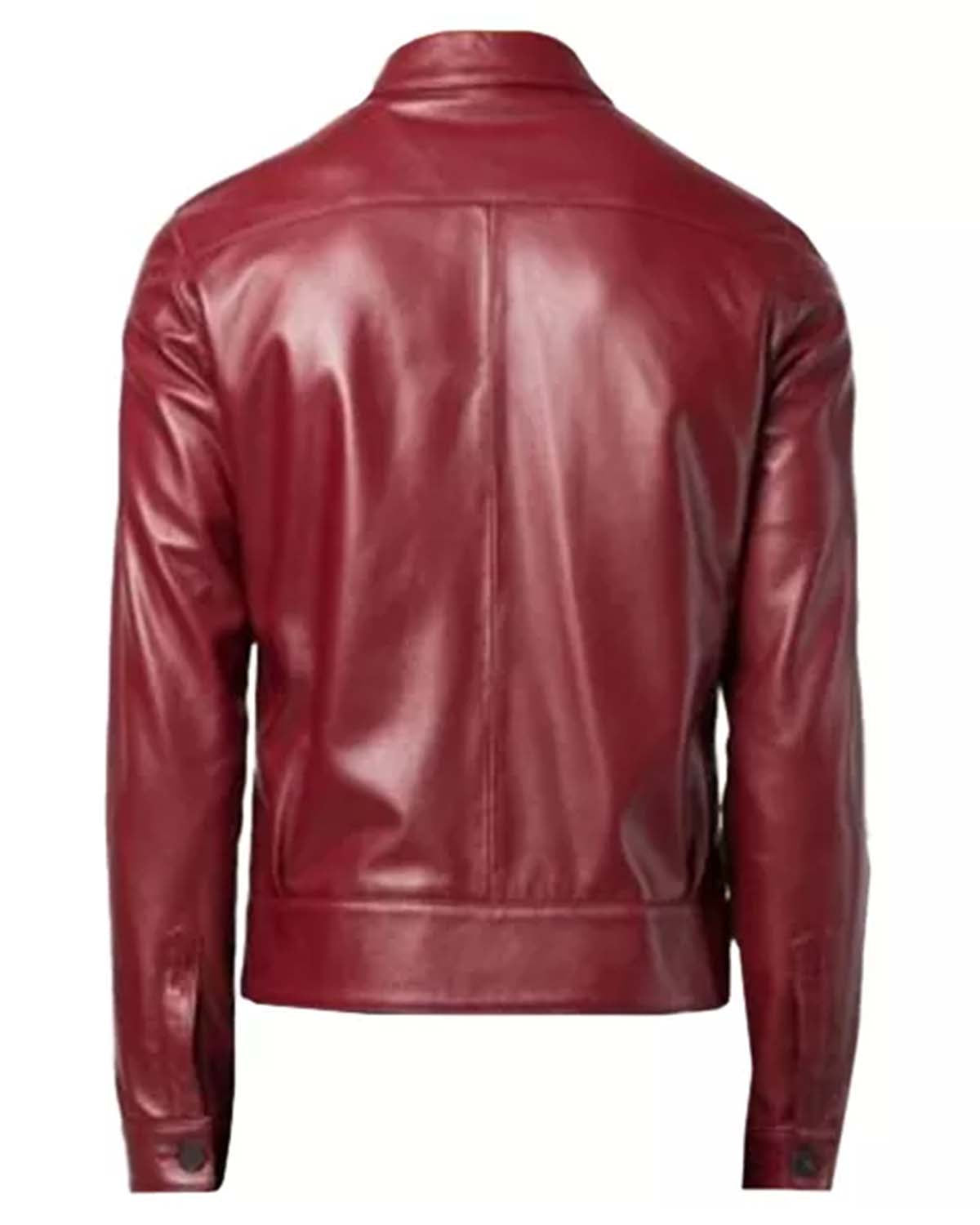Men's Plain Red Leather Jacket