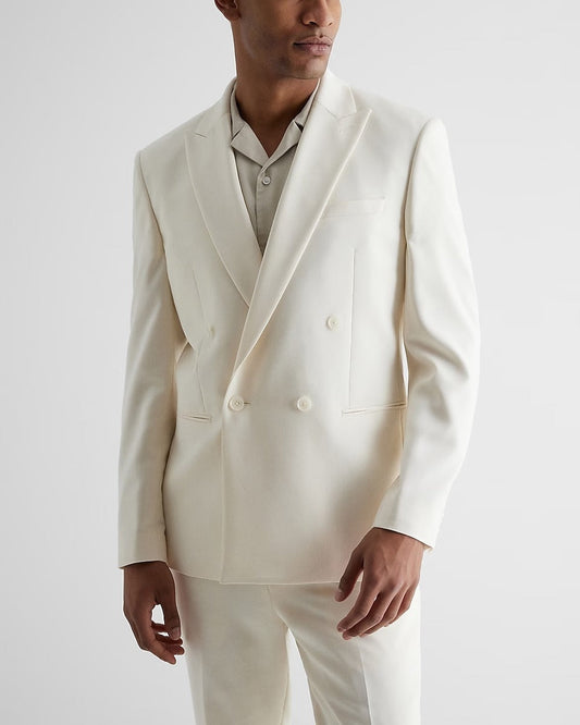 Men's White Double Breasted Tuxedo Suit
