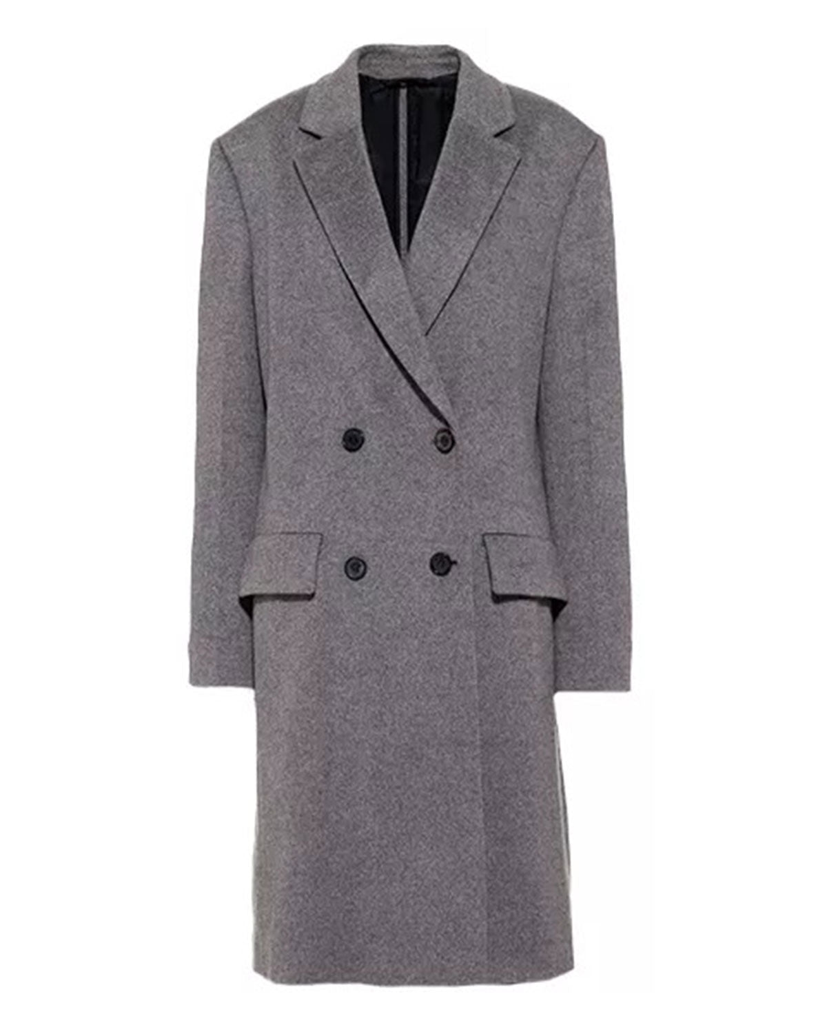 Women's Grey Double Breasted Wool Coat