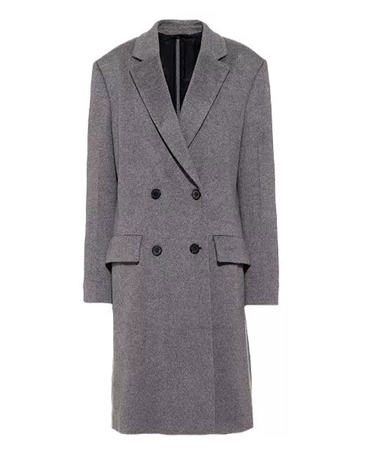 Women's Grey Double Breasted Wool Coat