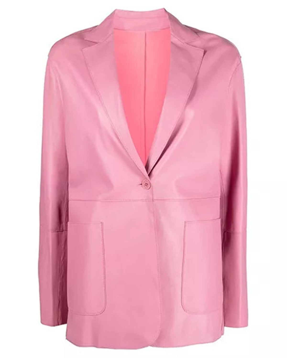 Pink Leather Blazer Women's