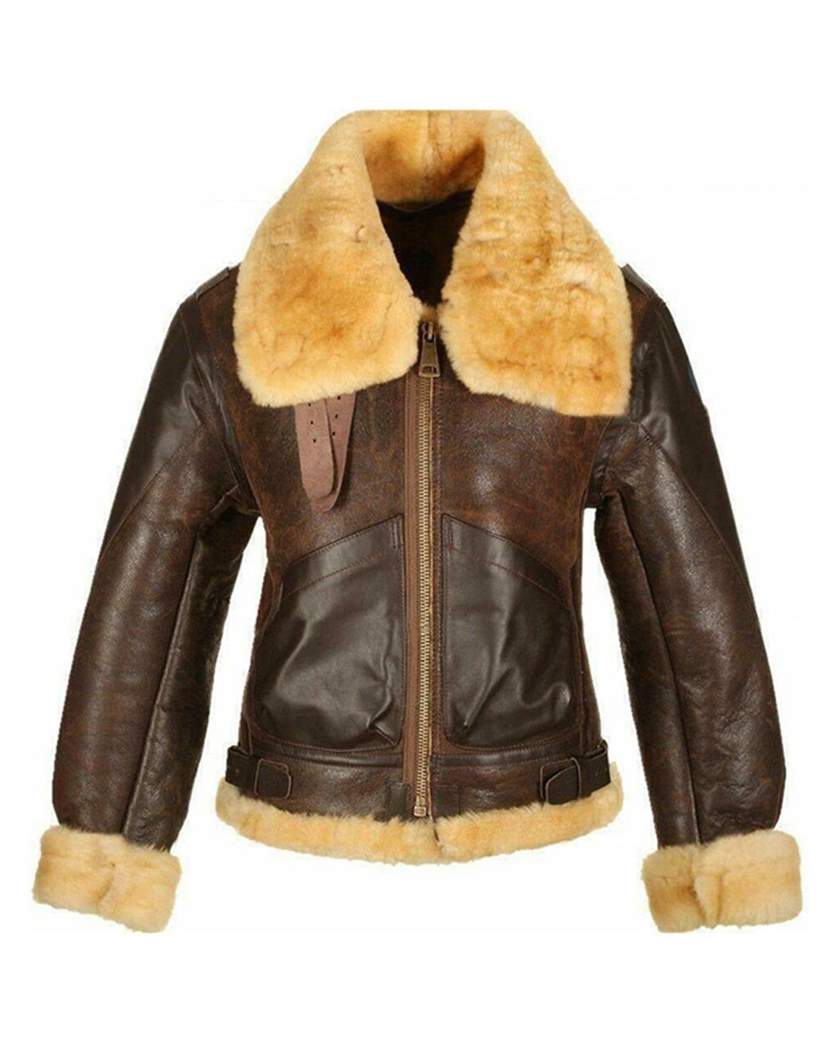 Jackets Men's Choco Aviator Real Sheepskin Leather Jacket
