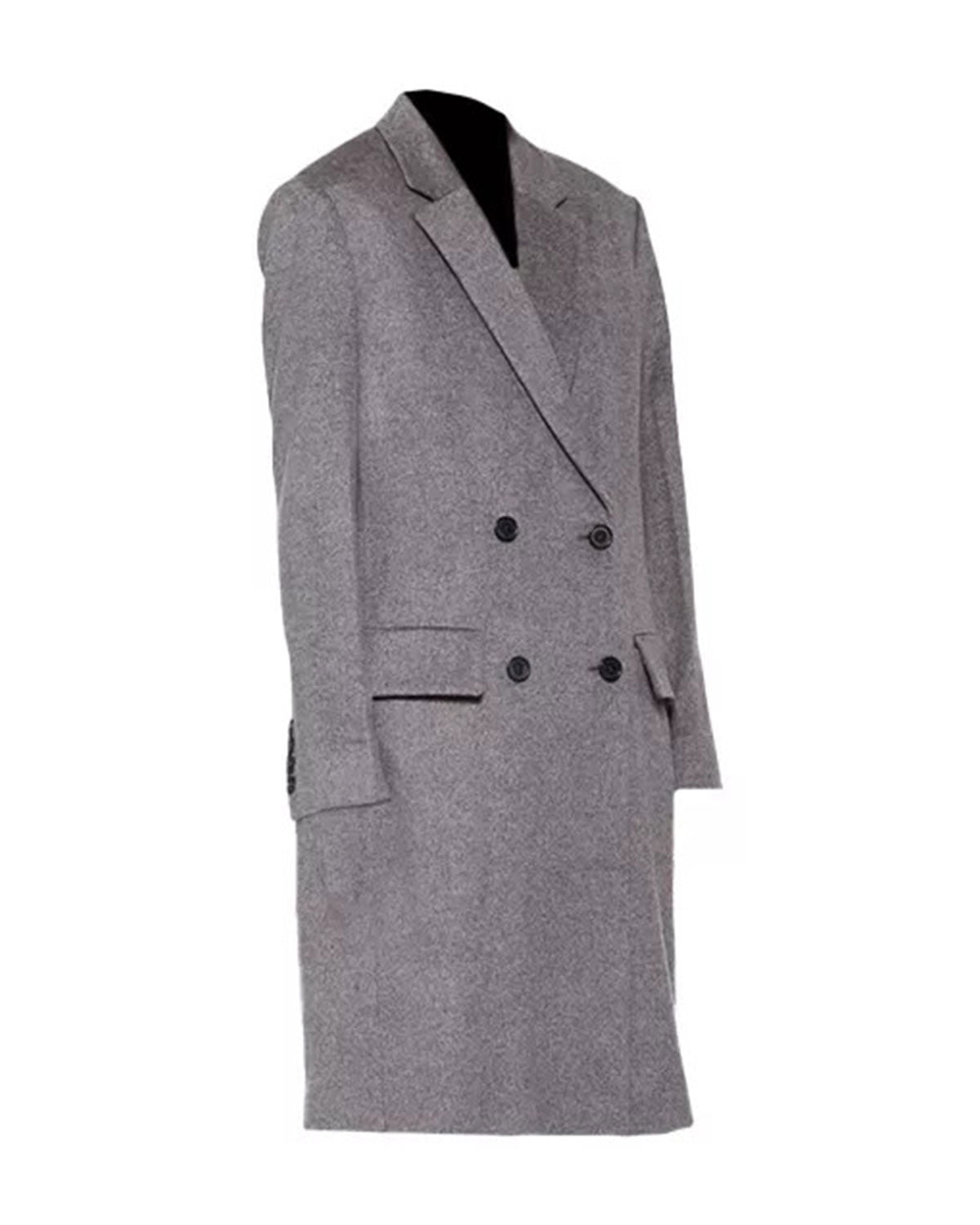 Women's Grey Double Breasted Wool Coat