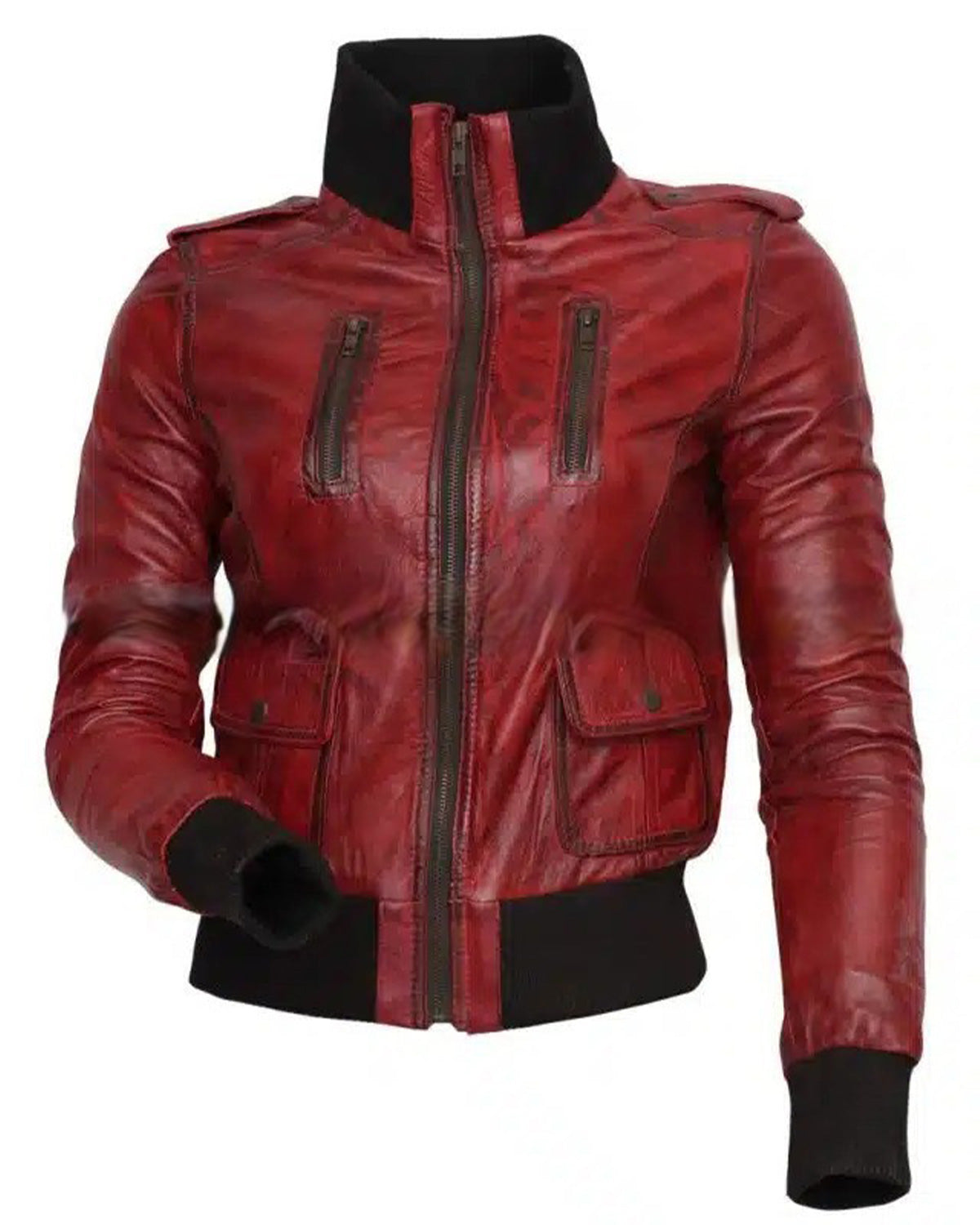 Designer Waxed Women Motorbike Leather Jacket
