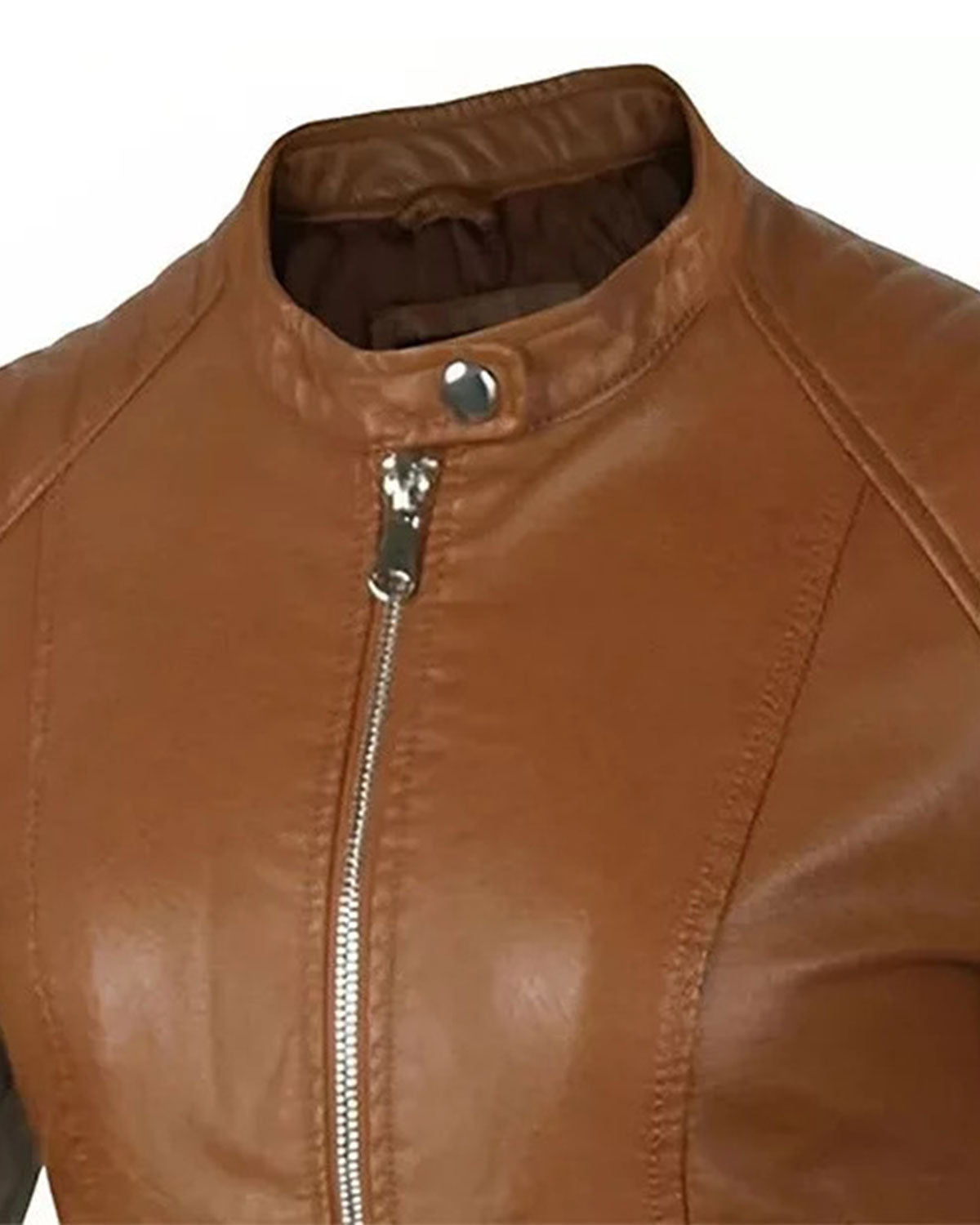 Women's Cognac Brown Cafe Racer Leather Jacket