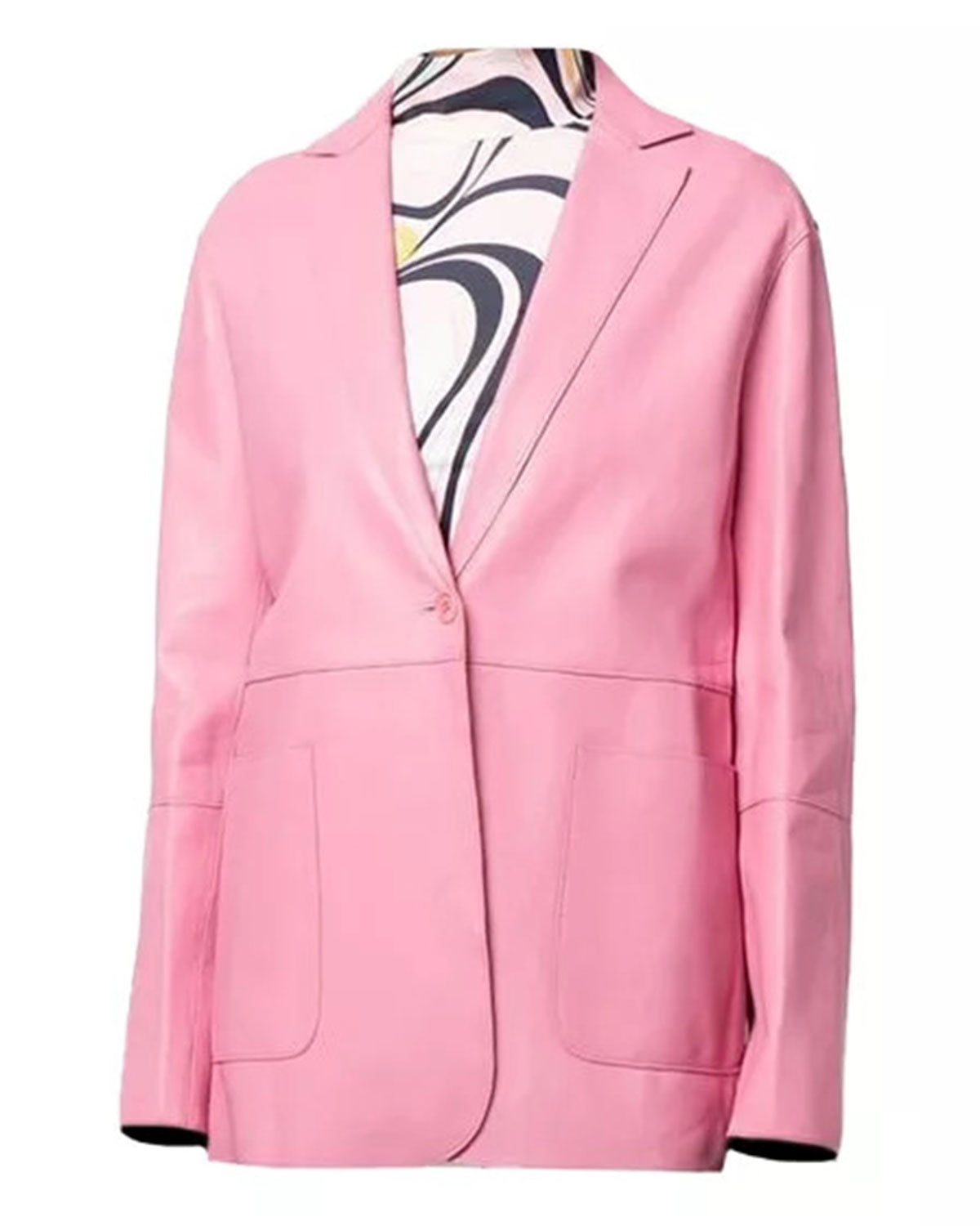 Pink Leather Blazer Women's