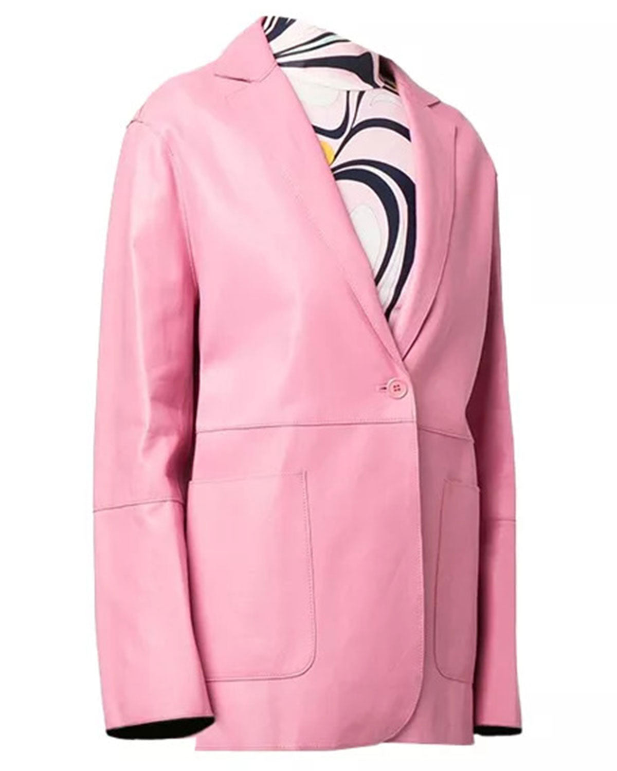 Pink Leather Blazer Women's