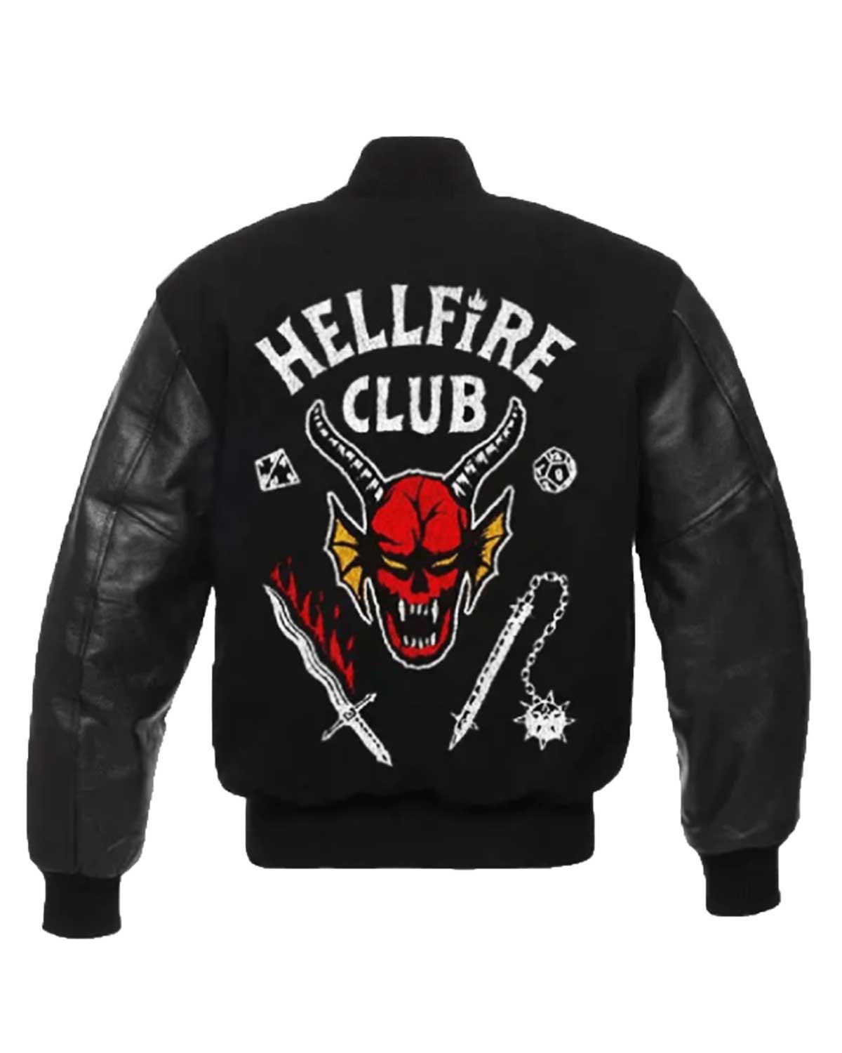 Stranger Things Hellfire Club Black Varsity Jacket