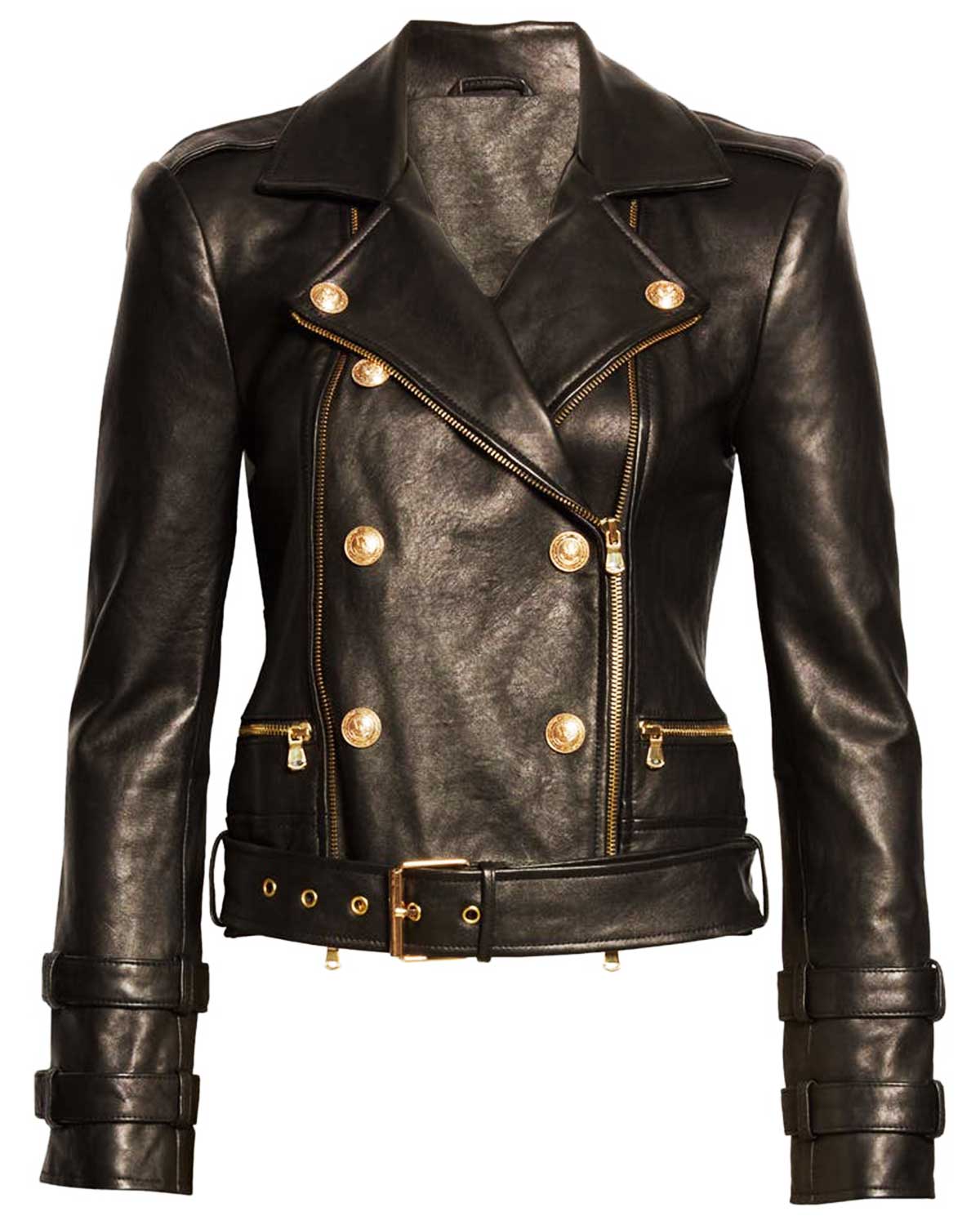 Eboni K. Williams Belted Black Leather Jacket