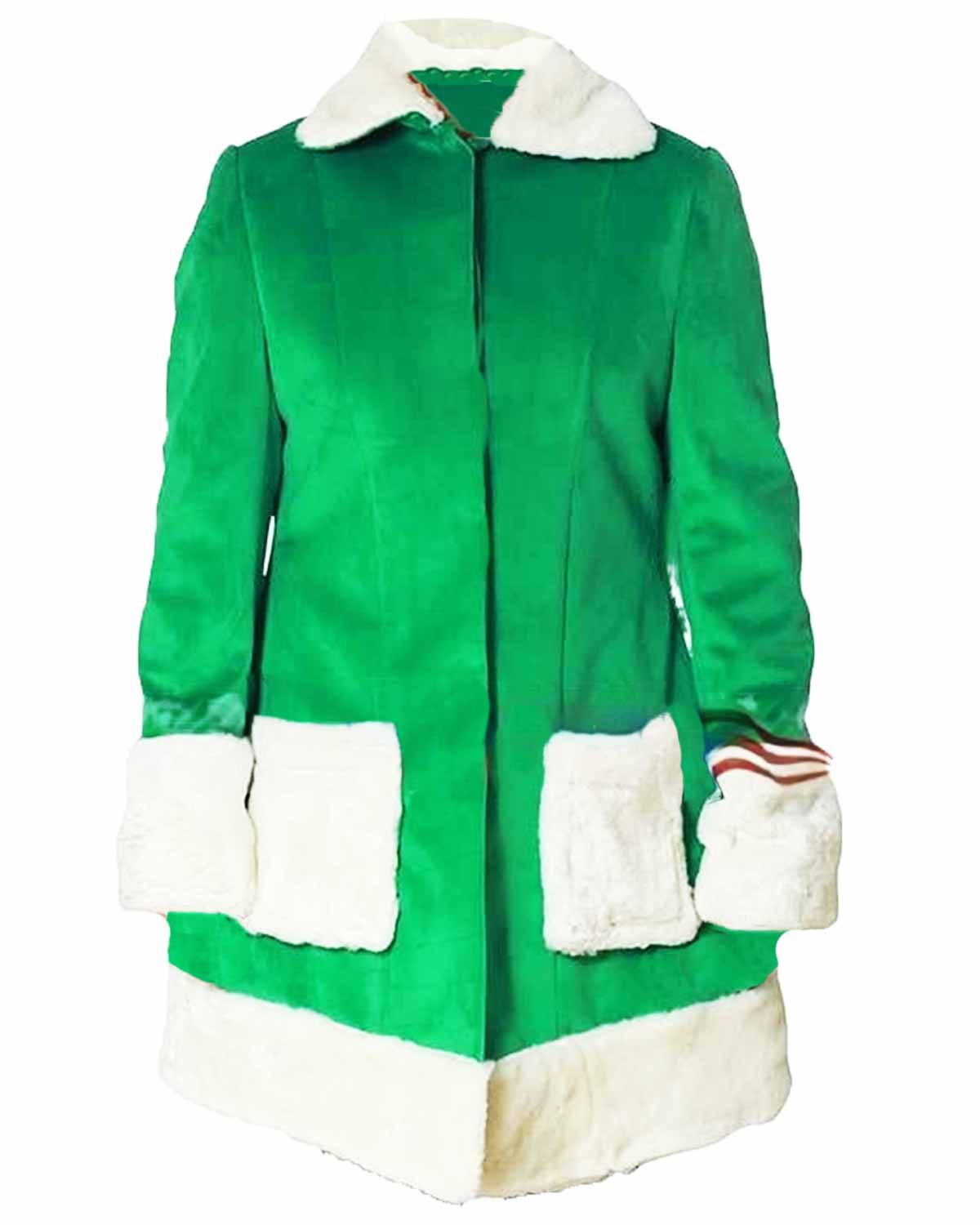 Emilia Clarke Last Christmas Green Shearling Coat