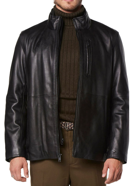 Men's Deep Black Leather Jacket