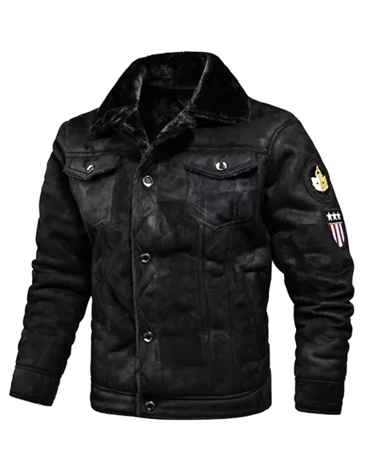 Men Aviator Bomber Leather Jacket