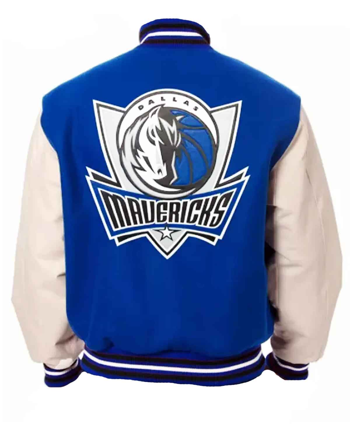 Dallas Mavericks NBA Letterman Blue and White Jacket