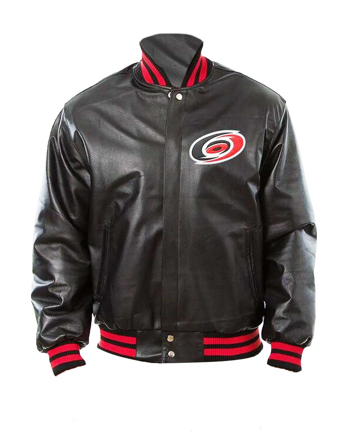 Carolina Hurricanes Bomber Black Leather Jacket