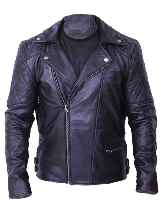Men's Biker Black Quilted Leather Jacket
