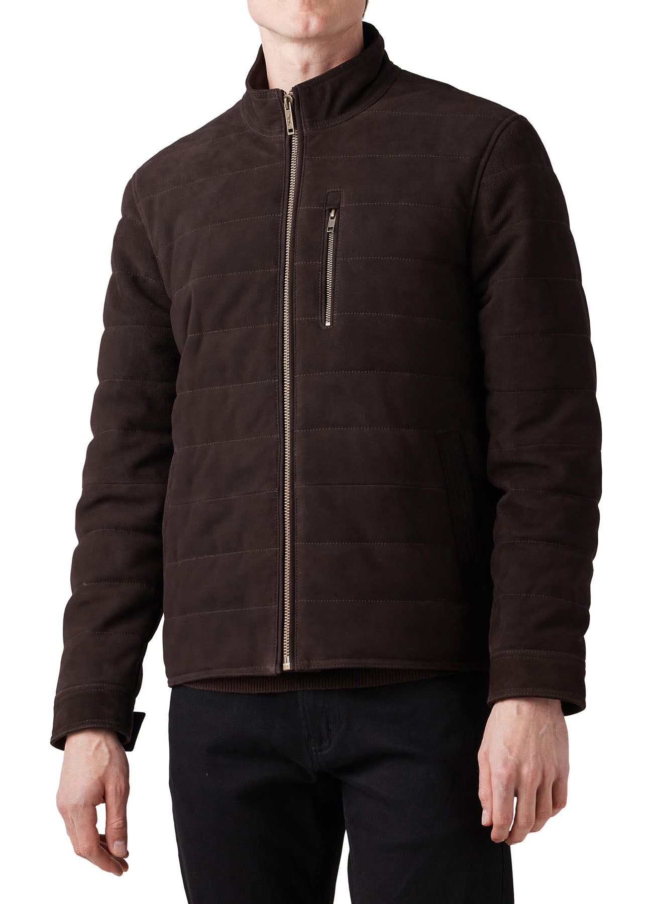 Men's Matt Brown Bomber Suede Leather Jacket