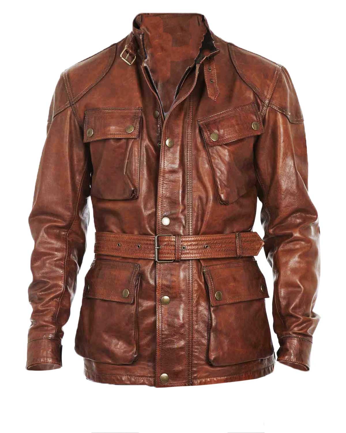 Benjamin Button Brad Pitt Motorcycle Brown Leather Jacket