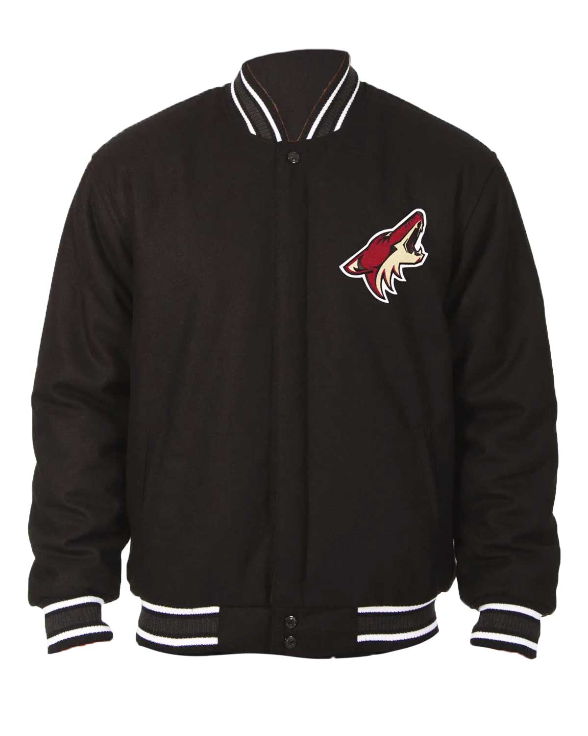 Arizona Coyotes Bomber Black Wool Jacket