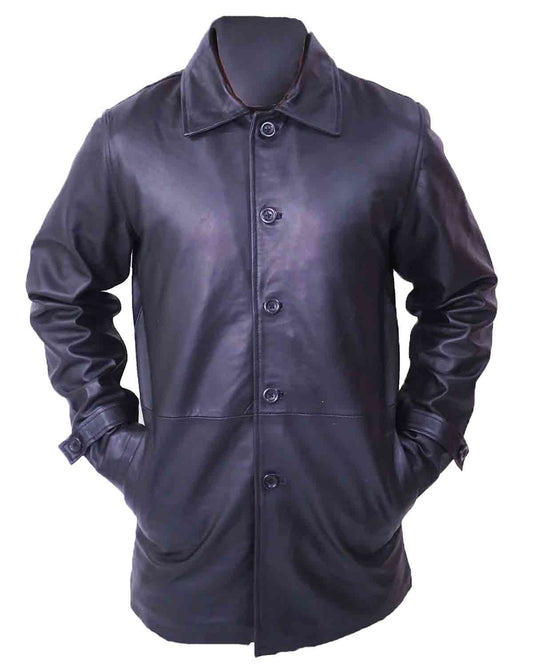 Men's Black Leather Coat