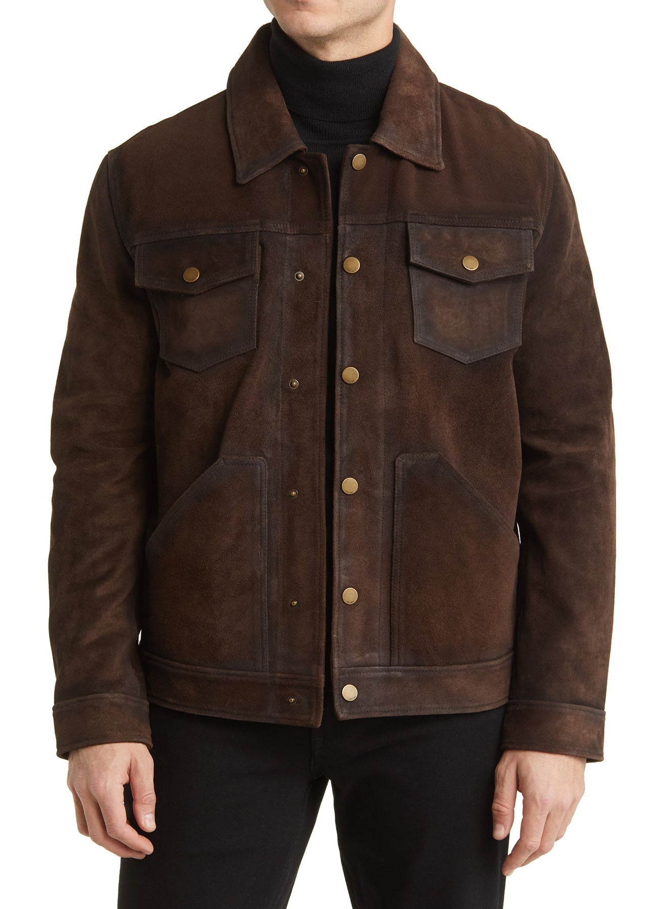 Men's Chocolate Brown Suede Leather Jacket
