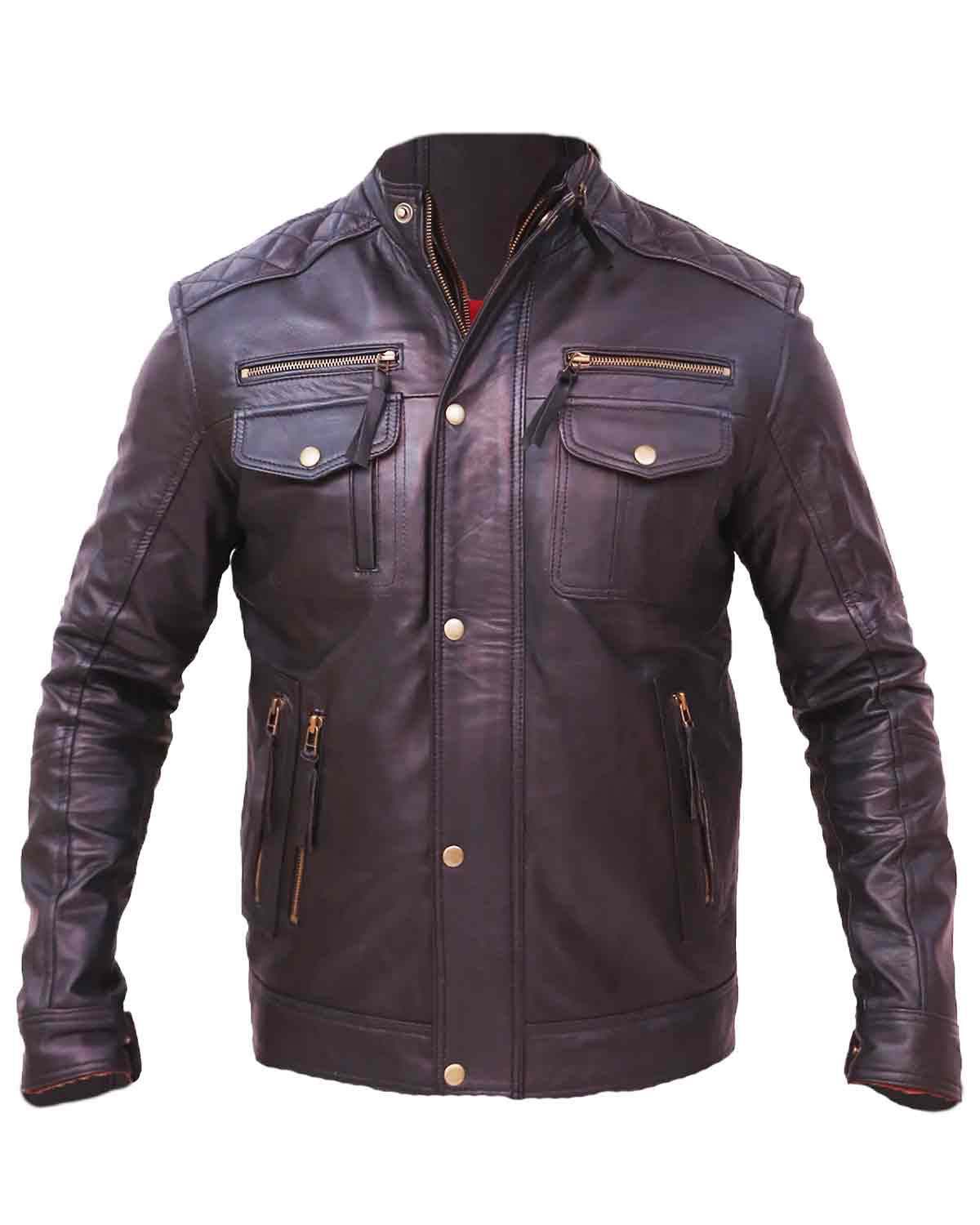 Moffit Men's Black Leather Motorcycle Jacket