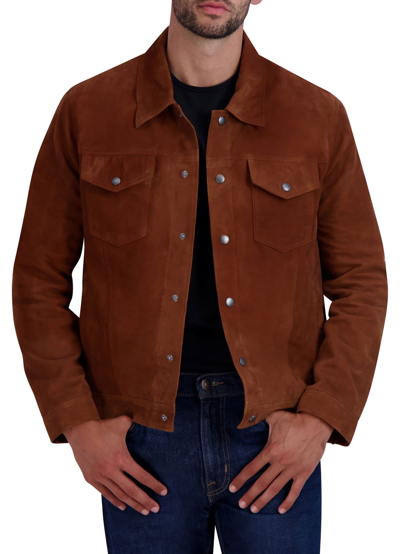 Men's Classic Brown Suede Leather Jacket