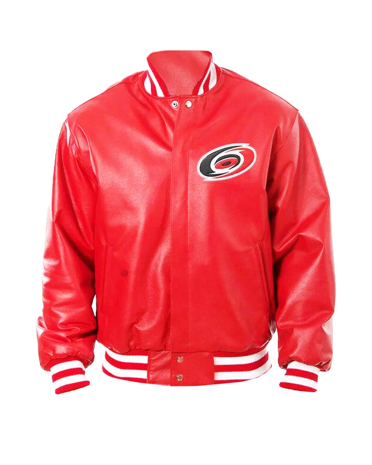 Carolina Hurricanes Bomber Red Leather Jacket