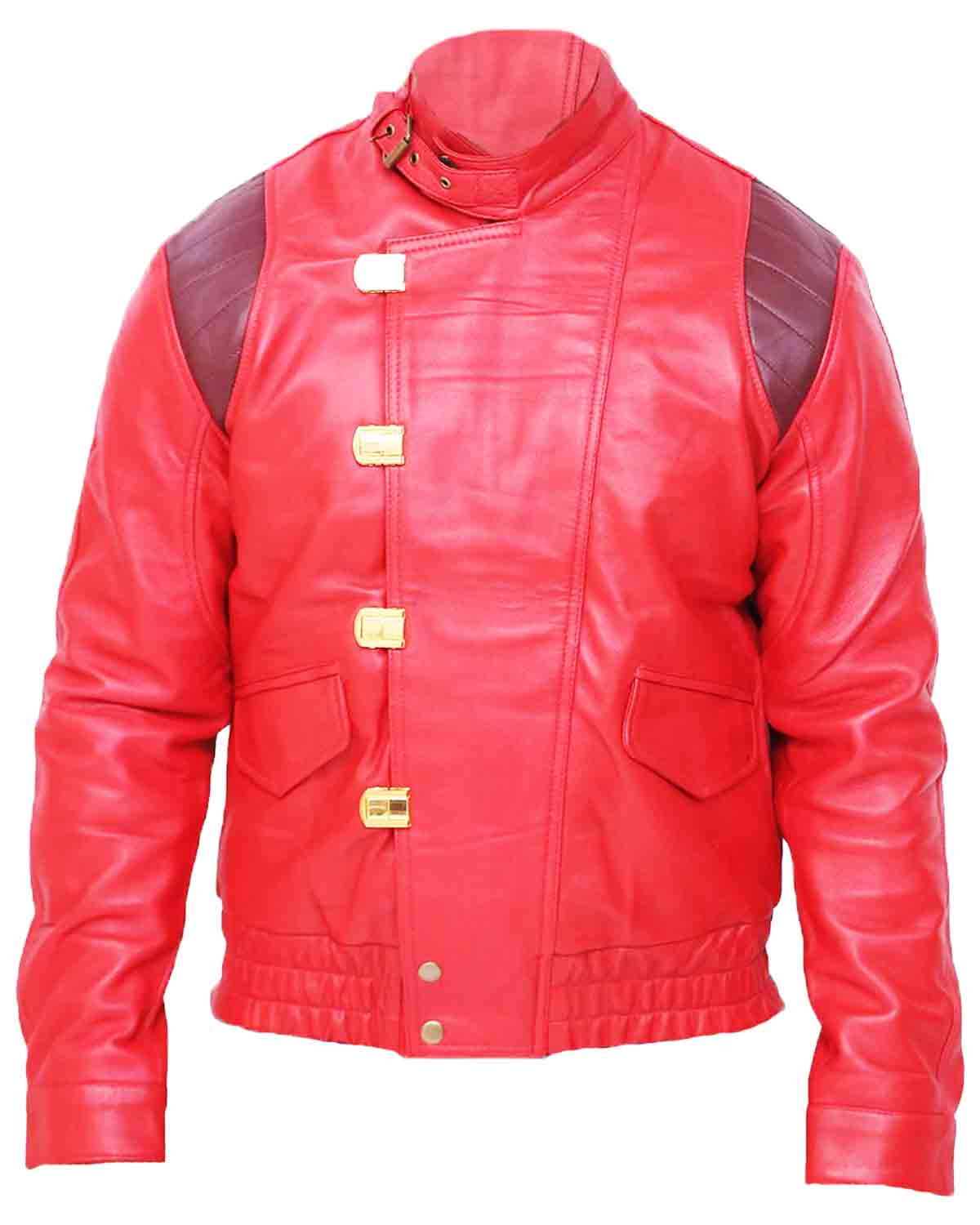 Akira Kaneda Men's Capsule Logo Red Leather Jacket