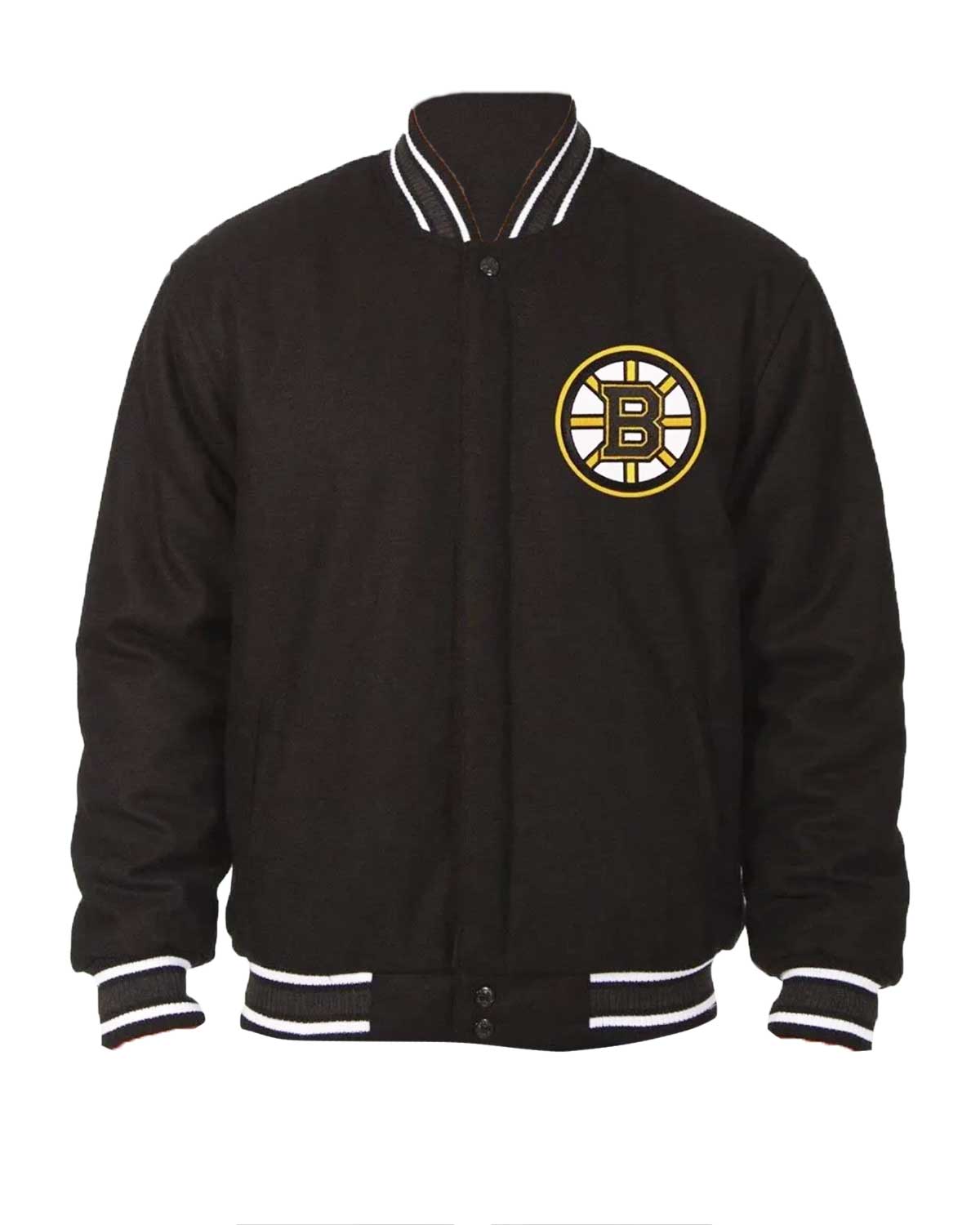 Boston Bruins Letterman Black Wool Jacket