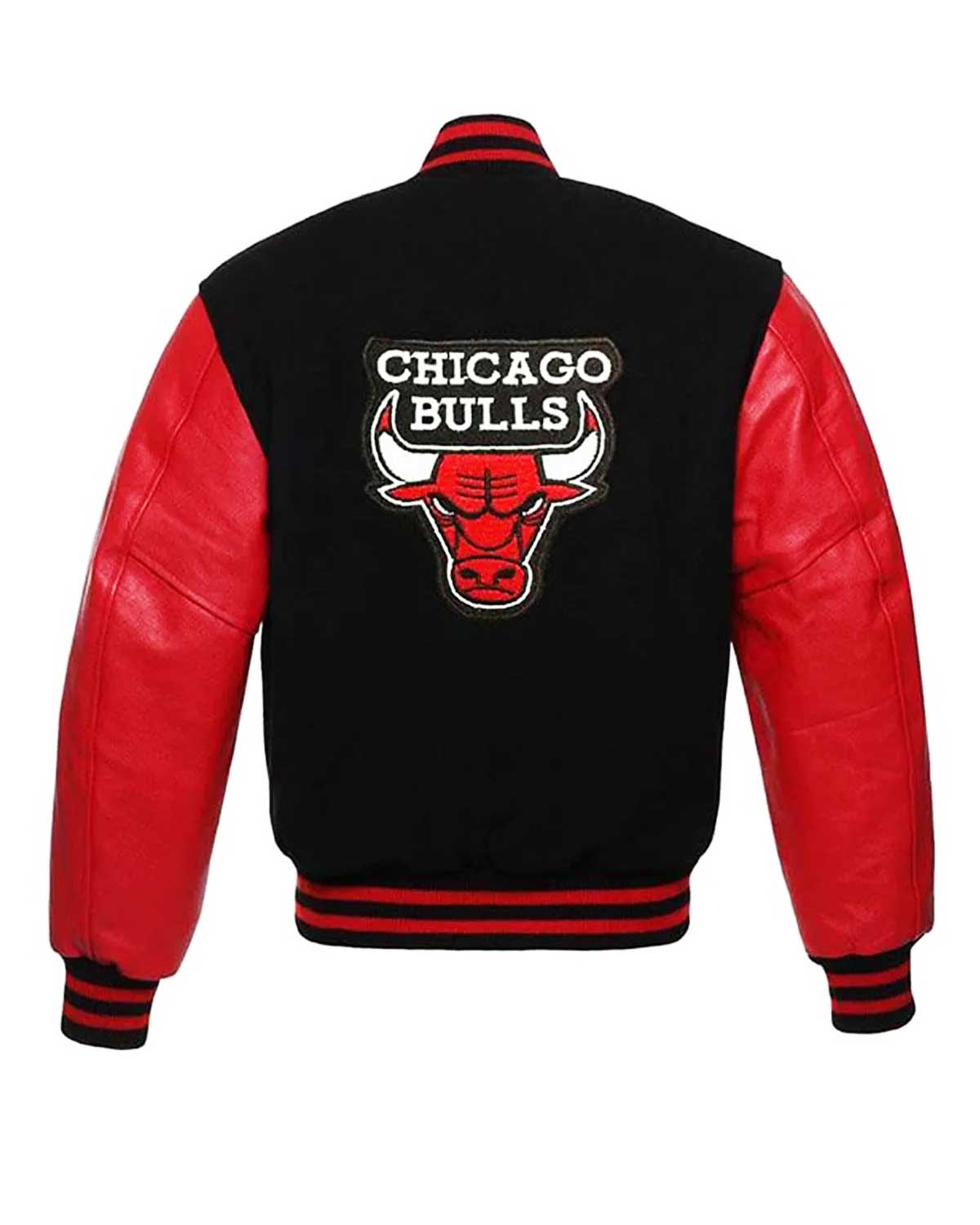 Chicago Bulls Letterman Black and Red Jacket