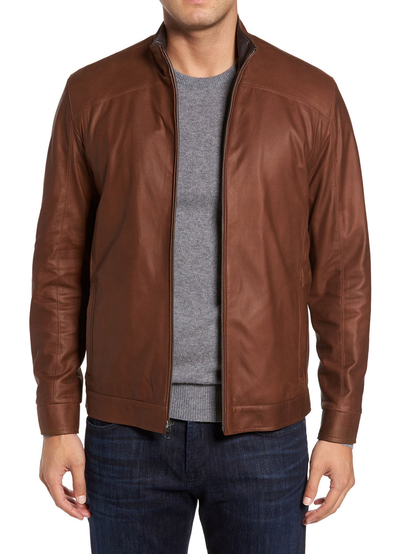 Men's Iconic Brown Lambskin Leather Jacket