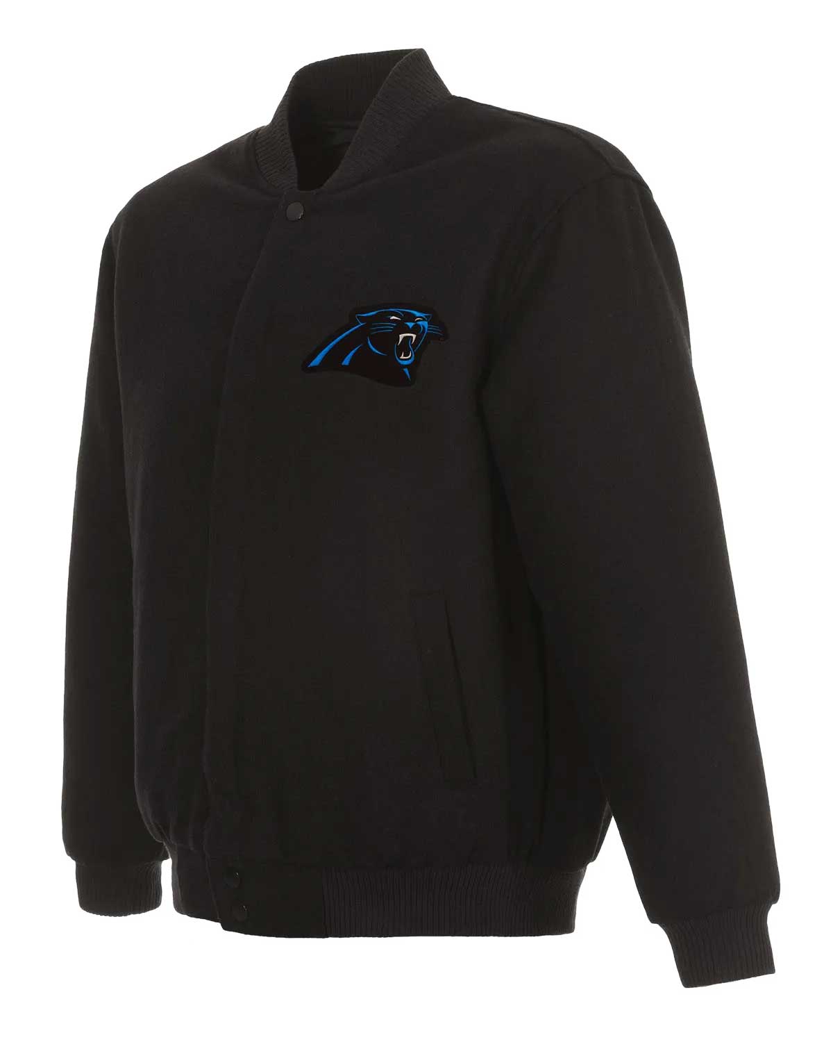 Carolina Panthers Bomber Black Wool Jacket
