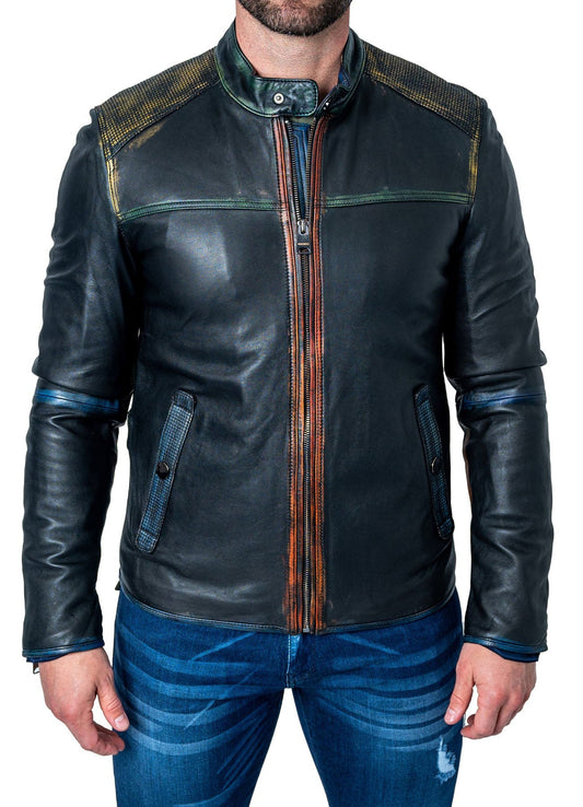 Men's Slimfit Black Biker Leather Jacket