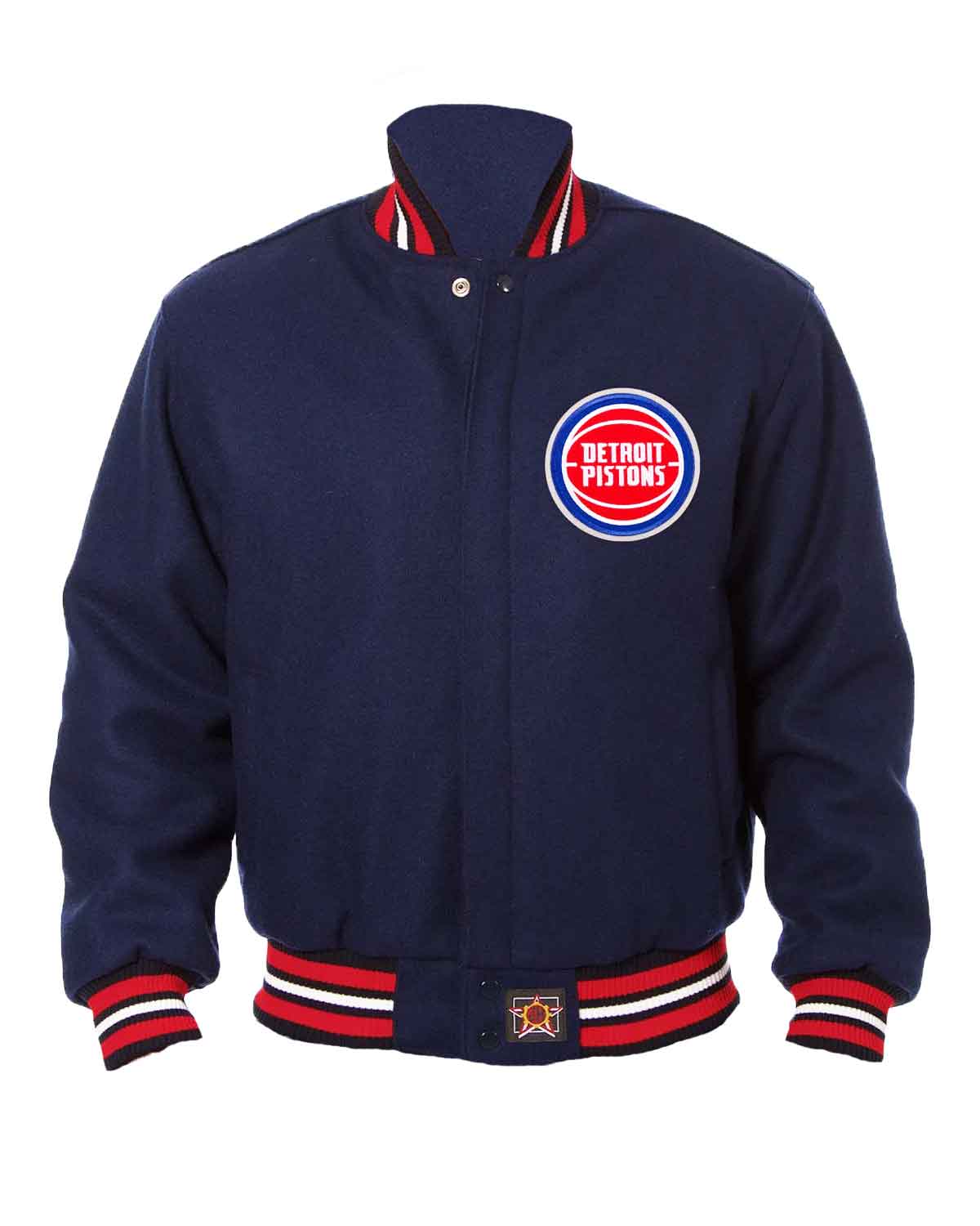 Detroit Pistons Navy Blue Bomber Wool Jacket