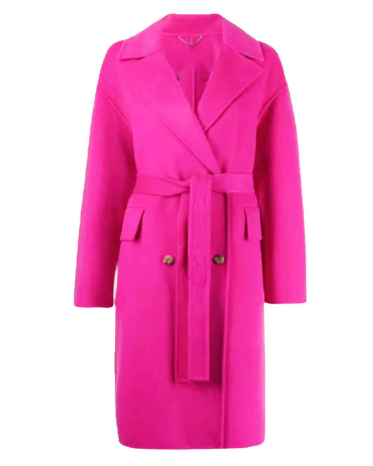 Emily in Paris Lily Collins Pink Belted Coat