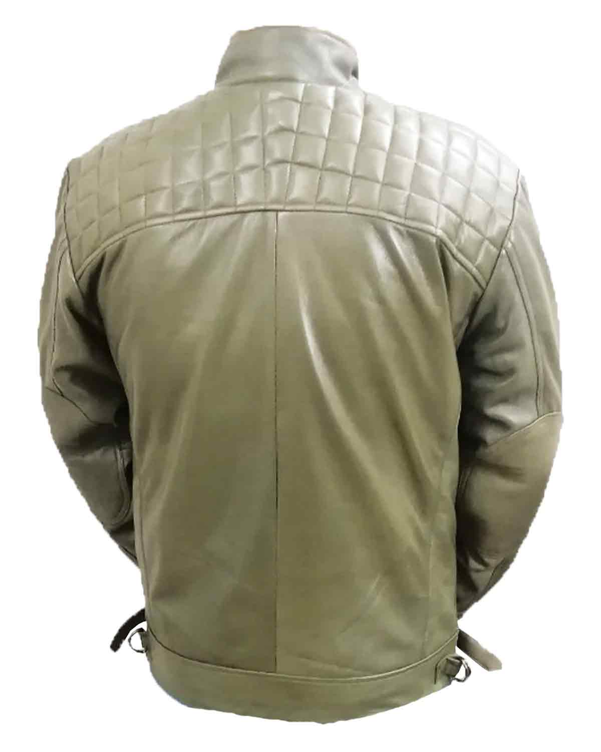 Green Quilted Men's Genuine Leather